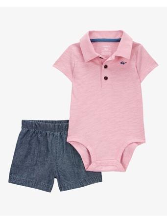 CARTER'S - Baby 2-Piece Polo Bodysuit & Short Set PINK