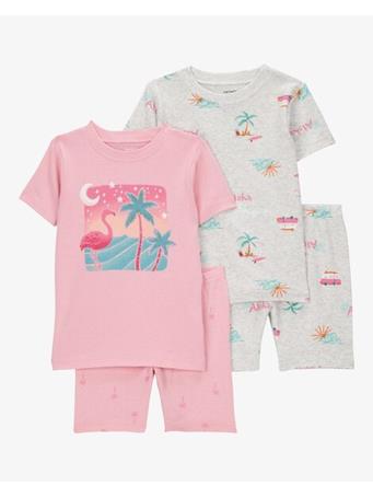CARTER'S - Toddler Flamingo Print Snug Fit Cotton 4-Piece Pajamas PINK
