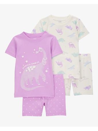 CARTER'S - Toddler Dinosaur Print Snug Fit Cotton 4-Piece Pajamas PURPLE