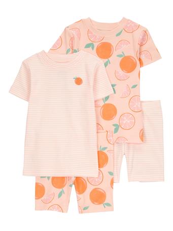 CARTER'S - Toddler Orange Print Snug Fit Cotton 4-Piece Pajamas ORANGE