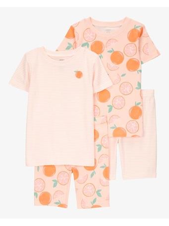 CARTER'S - Kid Orange Striped Snug Fit Cotton 4-Piece Pajamas ORANGE