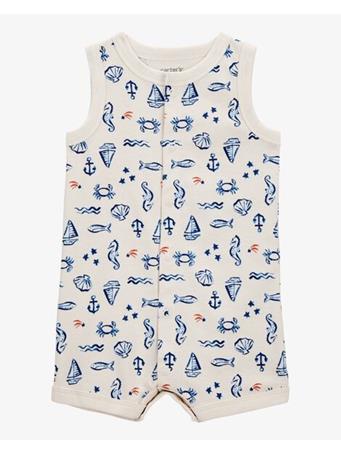 CARTER'S - Baby Sea Print Snap-Up Cotton Romper IVORY