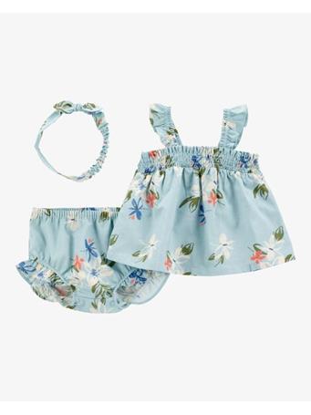 CARTER'S - Baby 3-Piece Floral Tank & Short Set BLUE