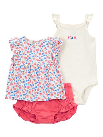 CARTER'S - Baby 3-Piece Floral Little Diaper Cover Set RED
