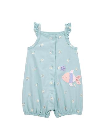 CARTER'S - Baby Girl's 1-Piece Fish Print Romper BLUE