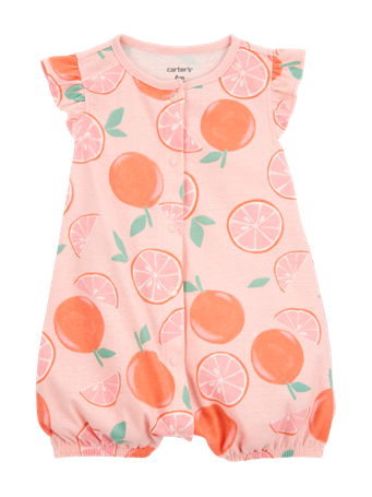 CARTER'S - Orange Print Snap-Up Cotton Romper ORANGE