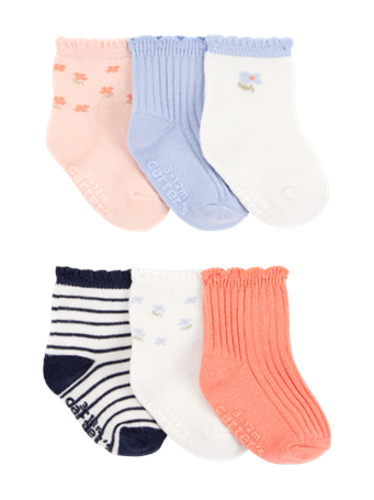 CARTER'S - 6-Pack Floral Ruffle Booties MULTI
