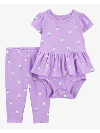 CARTER'S - Baby 2-Piece Floral Peplum Bodysuit Pant Set PURPLE