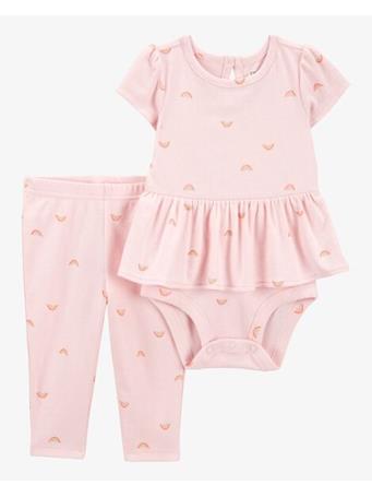 CARTER'S - Baby 2-Piece Rainbow Peplum Bodysuit Pant Set PINK