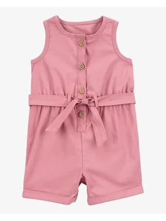 CARTER'S - Baby Sleeveless Canvas Romper PINK BLUSH