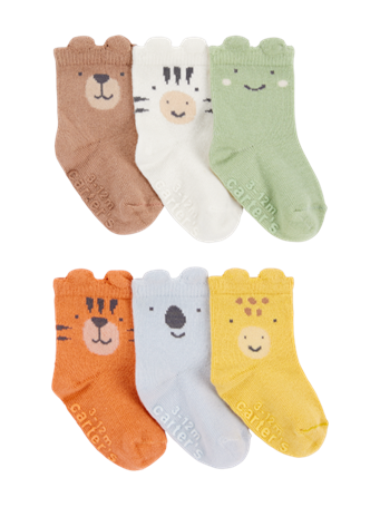 CARTER'S - 6-Pack Animal Booties MULTI