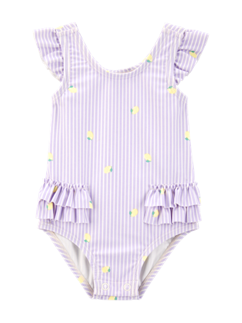CARTER'S - 1-Piece Striped Lemon Swimsuit PURPLE