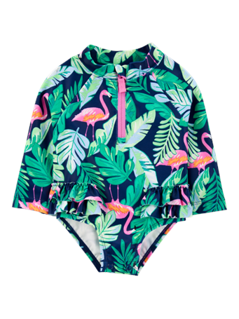 CARTER'S - 1-Piece Tropical Flamingo Rashguard NAVY