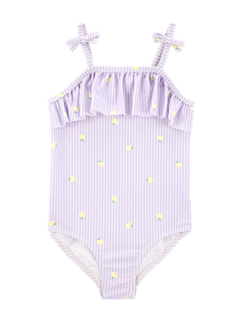 CARTER'S - 1-Piece Striped Lemon Swimsuit PURPLE