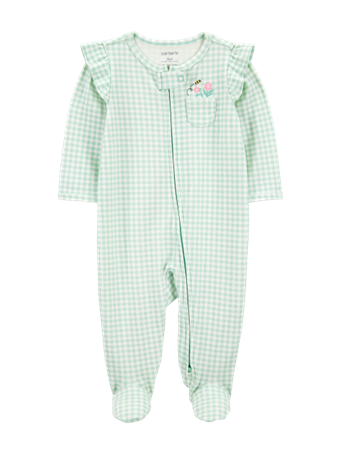 CARTER'S - Gingham 2-Way Zip Cotton Sleep & Play Pajamas GREEN