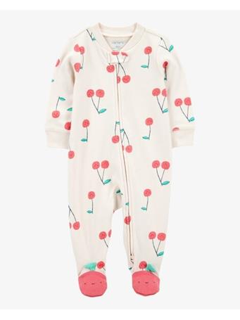 CARTER'S - Baby Cherry Print 2-Way Zip Cotton Sleep & Play Pajamas PINK