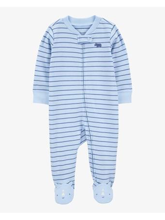 CARTER'S - Baby Striped Rhino 2-Way Zip Sleep & Play Pajamas BLUE