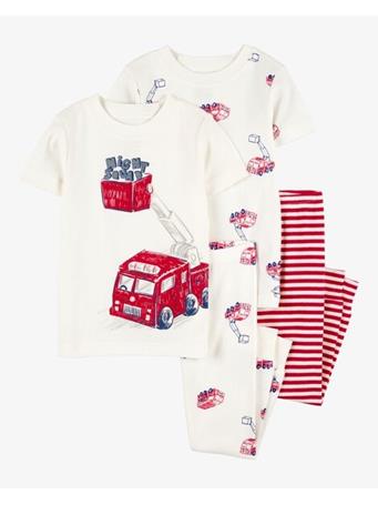 CARTER'S - Baby 4-Piece Fire Truck Cotton Pajamas WHITE