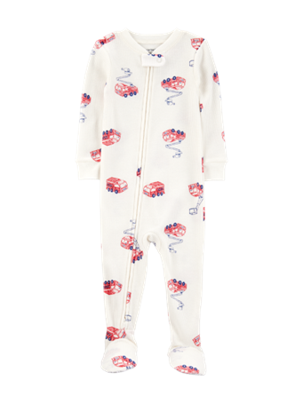 CARTER'S - 1-Piece Fire Truck Thermal Footie Pajamas IVORY
