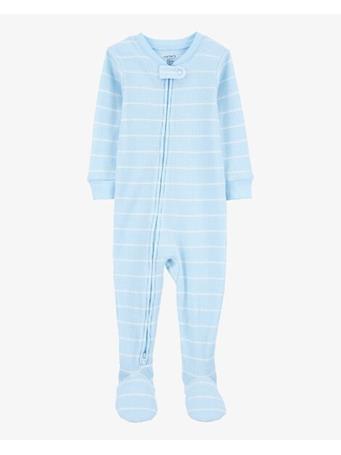 CARTER'S - Baby 1-Piece Striped Thermal Footie Pajamas LT BLUE
