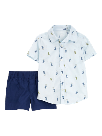 CARTER'S - 2-Piece Race Car Button-Down Shirt Outfit Set NAVY