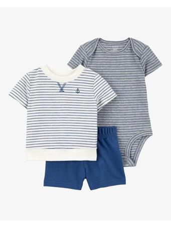 CARTER'S - Baby 3-Piece Striped Anchor Outfit Set NAVY