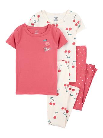 CARTER'S - Kid 4-Piece Cherry Cotton Pajamas RED