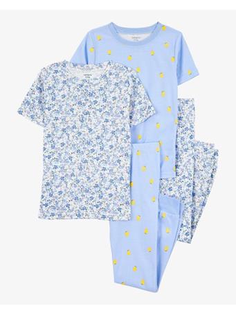 CARTER'S - Kid 4-Piece Floral Cotton Pajamas BLUE