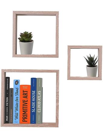 HOME ESSENTIALS - Floating Wall Cubes (Oak) NO COLOR