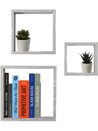 HOME ESSENTIALS - Durable 3-Piece MDF Floating Wall Cubes NO COLOR