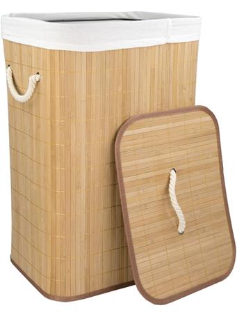 HOME ESSENTIALS - Rectangular Folding Bamboo Hamper NO COLOR