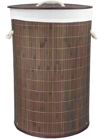 HOME ESSENTIALS - Foldable Bamboo Laundry Basket Hamper (Round) NO COLOR