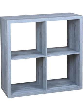 HOME ESSENTIALS - 4 Open Cube Organizing Wood Storage Shelf GREY