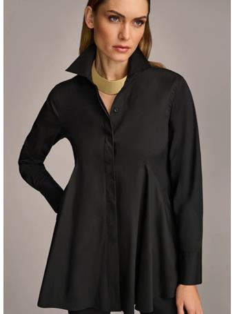 DONNA KARAN - Long Sleeve A-Line Tunic BLACK