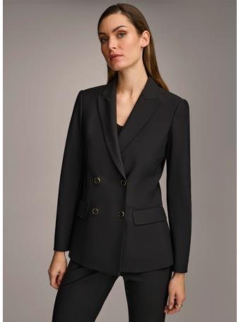 DONNA KARAN - Long Sleeve Double Breasted Jacket BLACK