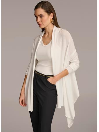 DONNA KARAN - Long Sleeve Drape Cardigan CREAM