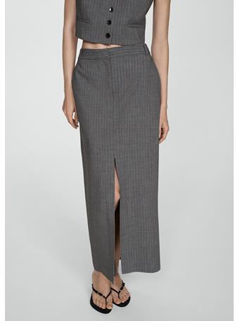 MANGO - Pinstripe Suit Skirt LT PASTEL GREY