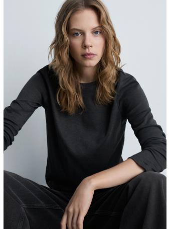 MANGO - Thin Round-neck T-shirt DARK GREY