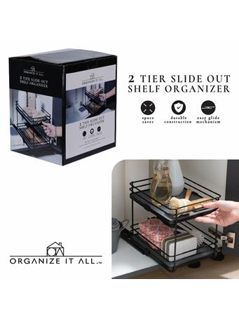 KENNEDY INTERNATIONAL - 2-Tier Slide Out Shelf Organizer MATTE BLACK