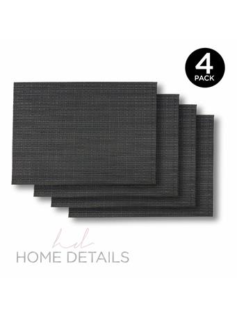HOME DETAILS - 4-Piece Woven Look PVC Placemat Set BLUE