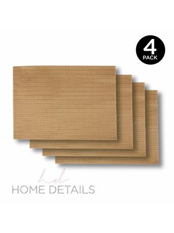 HOME DETAILS - 4-Piece Woven Look PVC Placemat Set GOLD