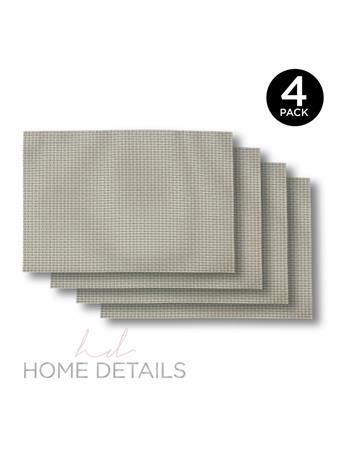HOME DETAILS - 4-Piece Woven Look PVC Placemat Set GREY