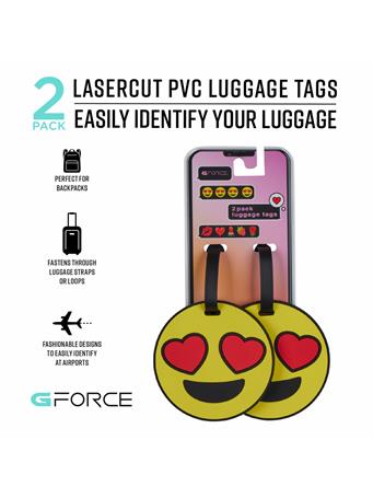 GFORCE - 2-Pack Deluxe Heart Emoji Luggage Tags YELLOW
