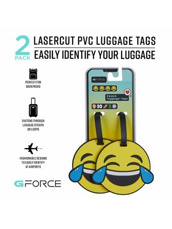 GFORCE - 2-Pack Deluxe Laughing Emoji Luggage Tags YELLOW