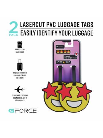 GFORCE - 2-Pack Deluxe Starstruck Emoji Luggage Tags YELLOW