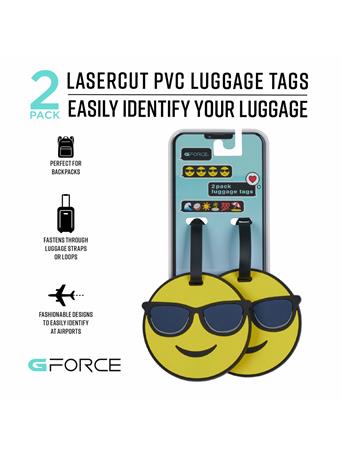 GFORCE - 2-Pack Deluxe Sunny Emoji Luggage Tags YELLOW