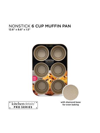 KITCHEN DETAILS - 6 Cup Muffin Pan with Diamond Base GOLD