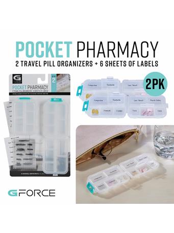 GFORCE - 2-Pack Travel Pill Organizers CLEAR