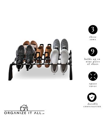 NEU HOME - 9 Pair Floor Shoe Rack BLACK