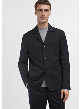 MANGO - Wool-blend Slim-fit Suit Blazer With Stripes NAVY